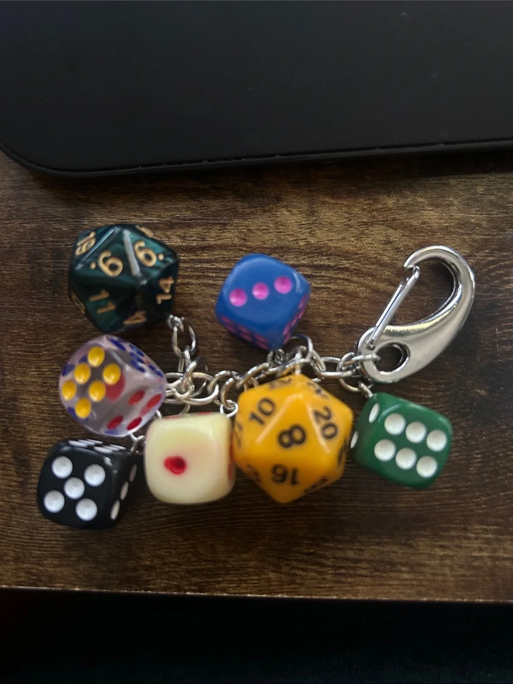 Multi-Color Dice Charm Keychain